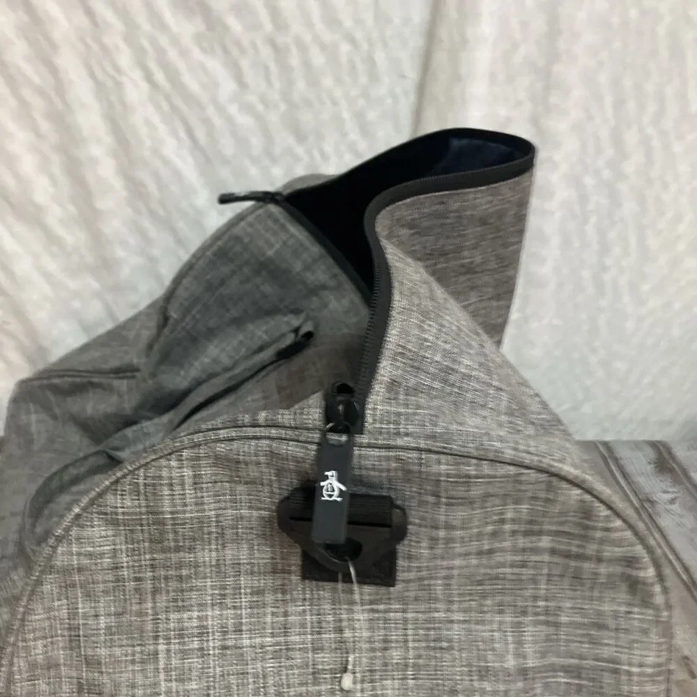 New Original Penguin Weekender Duffle Bag Grey Cross Stitch Large